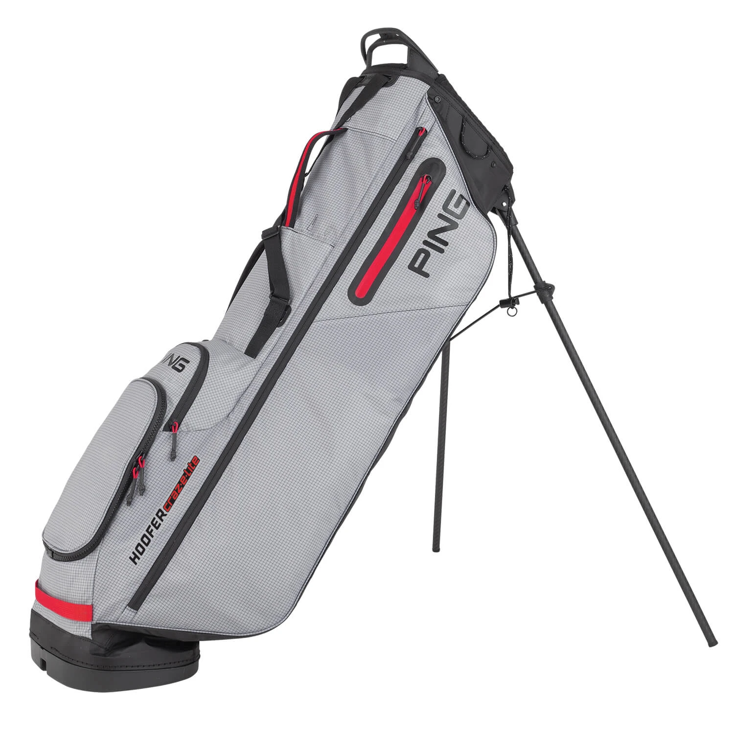 Ping Hoofer Craz-e-lite Golf Stand Bag - Grey/Black/Scarlet 1 Ping Hoofer Craz-e-lite Golf Stand Bag - Grey/Black/Scarlet