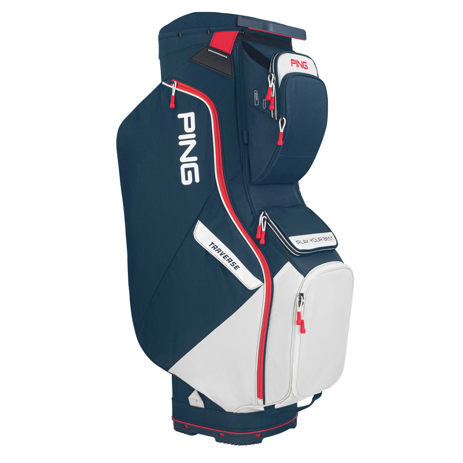 Ping Traverse 214 Golf Cart Bag - Navy/White/Red 1 Ping Traverse 214 Golf Cart Bag - Navy/White/Red