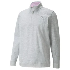 PUMA X Arnold Palmer Cloudspun Zip Neck Sweater - Mirage Gray Heather