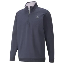 PUMA X Arnold Palmer Cloudspun Zip Neck Sweater - Navy Blazer Heather
