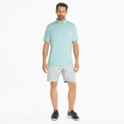 PUMA X Arnold Palmer King Polo Shirt - Light Aqua Heather -Sports - Golf Shop 535505 03 mod03