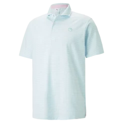 PUMA X Arnold Palmer MATTR Traditions Golf Polo Shirt - Tropical Aqua/Bright White