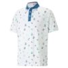 PUMA X Arnold Palmer MATTR Dunes Golf Polo Shirt - Bright White/Lake Blue