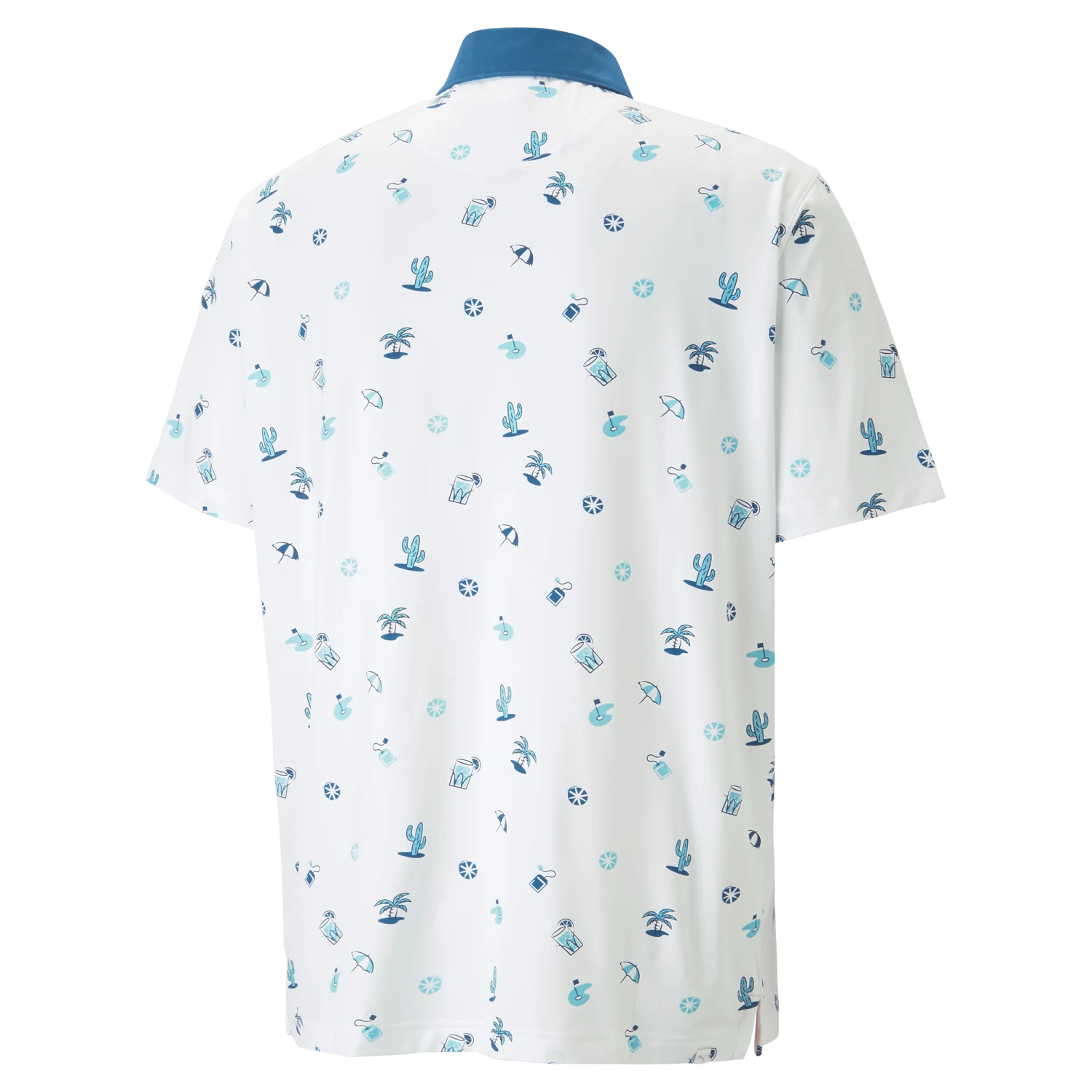 PUMA X Arnold Palmer MATTR Dunes Golf Polo Shirt - Bright White/Lake Blue 2 PUMA X Arnold Palmer MATTR Dunes Golf Polo Shirt - Bright White/Lake Blue - Image 2