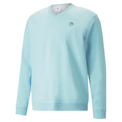PUMA X Arnold Palmer Cloudspun V Neck Sweater - Tropical Aqua Heather