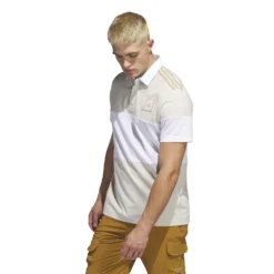 Adidas AdiCross Block Polo Shirt - Clear Brown -Sports - Golf Shop HS3209 3 APPAREL On20Model Standard20View white