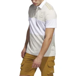Adidas AdiCross Block Polo Shirt - Clear Brown -Sports - Golf Shop HS3209 4 APPAREL On20Model Front20View white