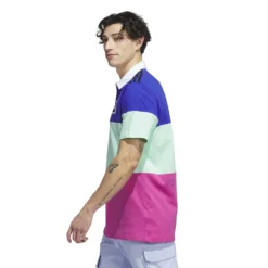 Adidas AdiCross Block Polo Shirt - Lucid Blue -Sports - Golf Shop HS5620 6 APPAREL On20Model Side20View white