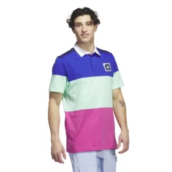 Adidas AdiCross Block Polo Shirt - Lucid Blue -Sports - Golf Shop HS5620 7 APPAREL On20Model Walking20View white