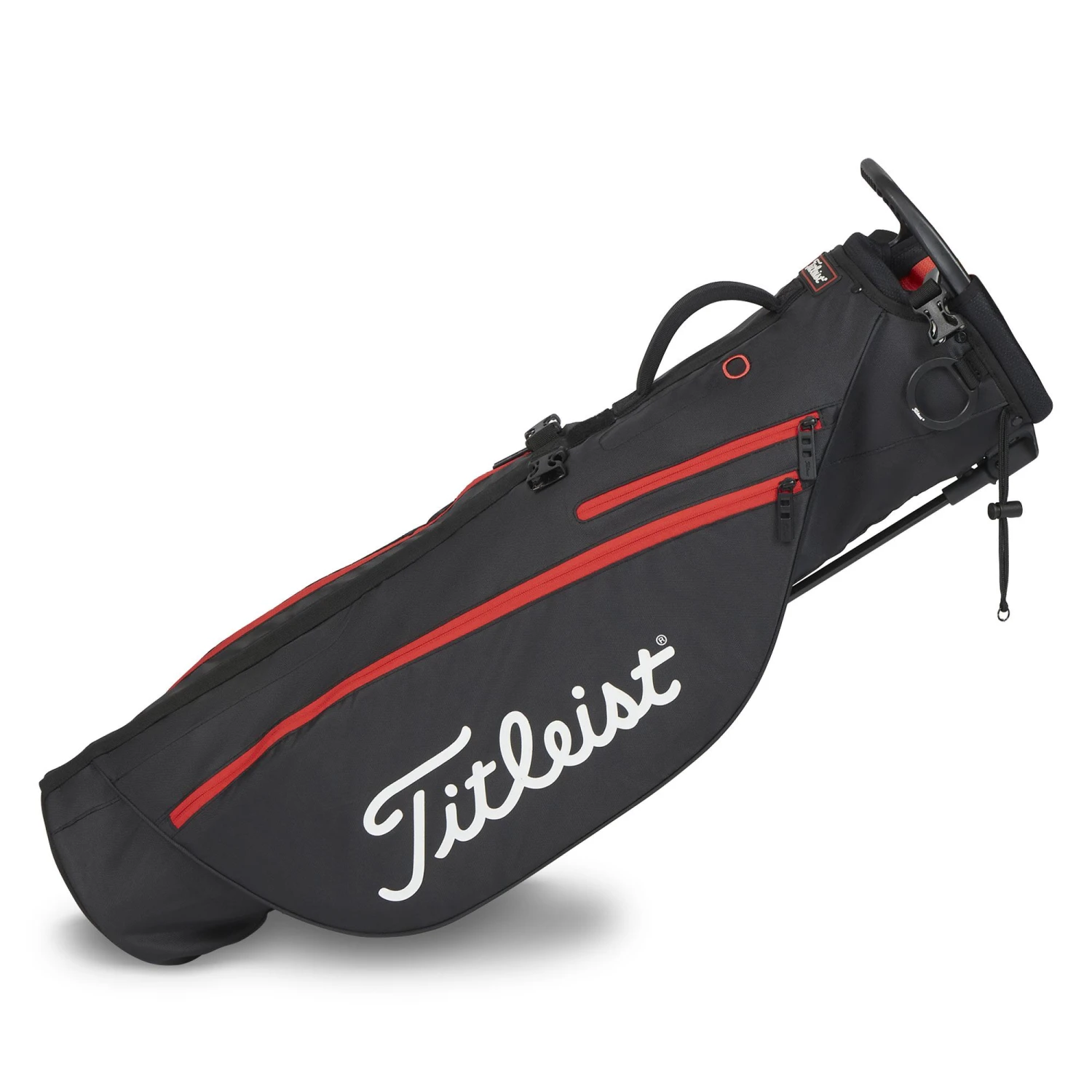 Titleist Premium Golf Carry Pencil Bag - Black/Black/Red 1 Titleist Premium Golf Carry Pencil Bag - Black/Black/Red