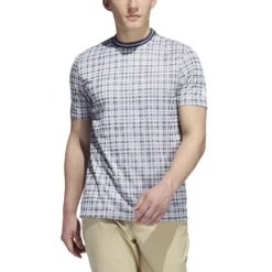 Adidas AdiCross Plaid T-Shirt - White/Trace Blue -Sports - Golf Shop adidas aw22 hf9097 3