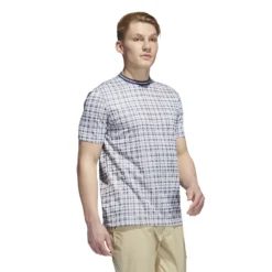 Adidas AdiCross Plaid T-Shirt - White/Trace Blue -Sports - Golf Shop adidas aw22 hf9097 6