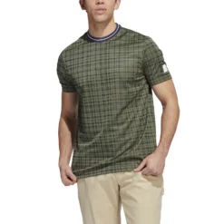 Adidas AdiCross Plaid T-Shirt - Natural Green/Trace Blue -Sports - Golf Shop adidas aw22 hf9098 3