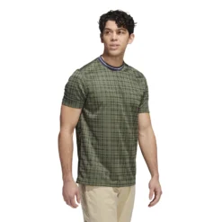 Adidas AdiCross Plaid T-Shirt - Natural Green/Trace Blue -Sports - Golf Shop adidas aw22 hf9098 5