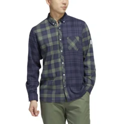 Adidas AdiCross Long Sleeved Flannel Shirt - Trace Blue -Sports - Golf Shop adidas aw22 hf9099 3
