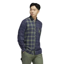 Adidas AdiCross Long Sleeved Flannel Shirt - Trace Blue -Sports - Golf Shop adidas aw22 hf9099 6