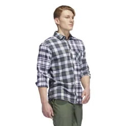 Adidas AdiCross Long Sleeved Flannel Shirt - White -Sports - Golf Shop adidas aw22 hf9100 5