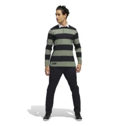 Adidas AdiCross Long Sleeved Polo Shirt - Black/Natural Green -Sports - Golf Shop adidas aw22 hp1915 6