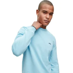 BOSS Rallo Crew Neck Sweater - Light/Pastel Blue 451 -Sports - Golf Shop boss rallo lightblue 5