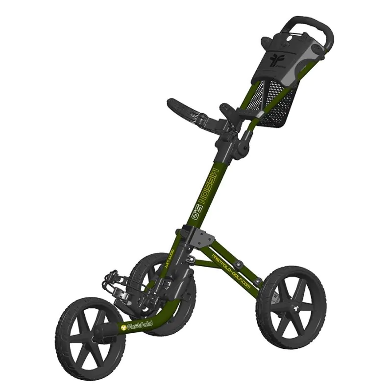 FastFold Mission 5.0 3 Wheel Golf Trolley - Green/Black 1 FastFold Mission 5.0 3 Wheel Golf Trolley - Green/Black