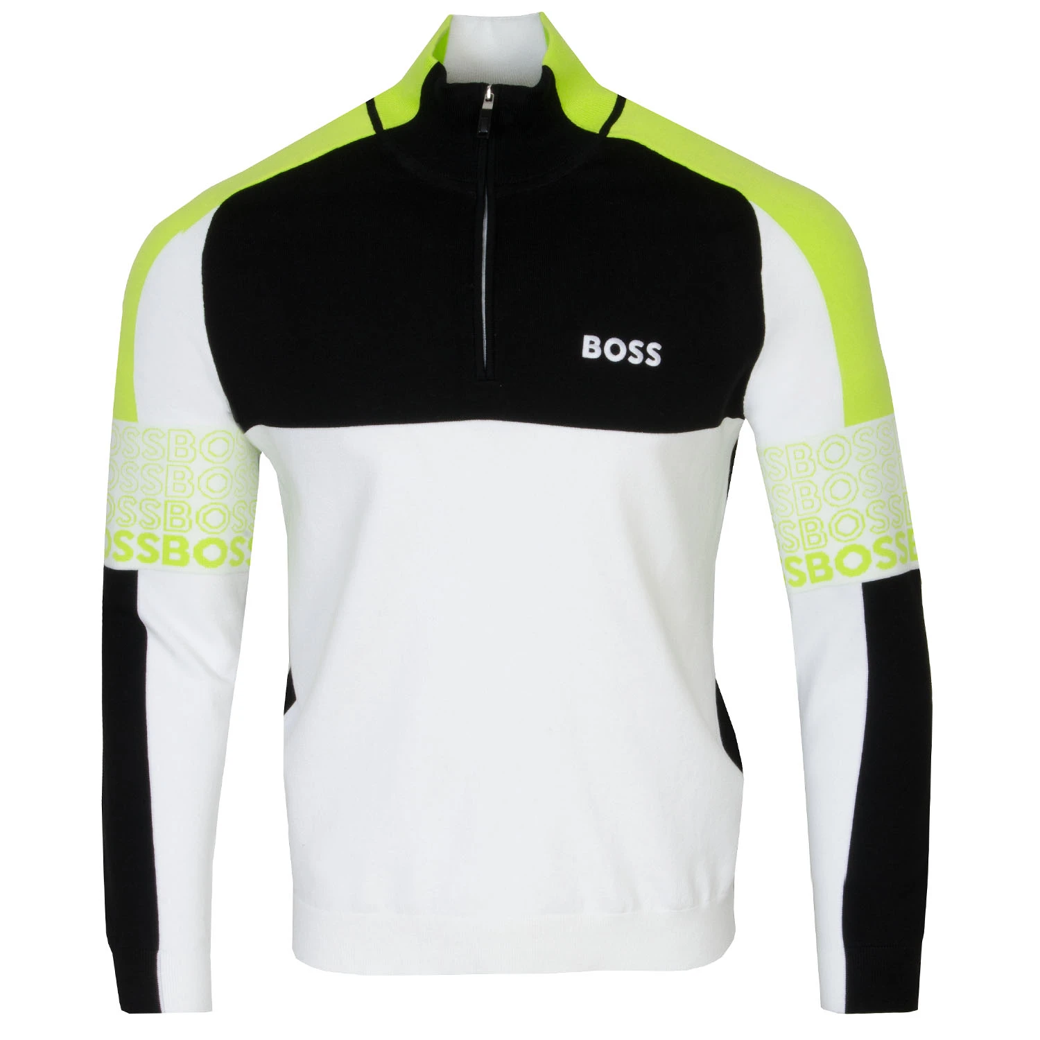 BOSS Zolko Zip Neck Sweater - White 100 1 BOSS Zolko Zip Neck Sweater - White 100