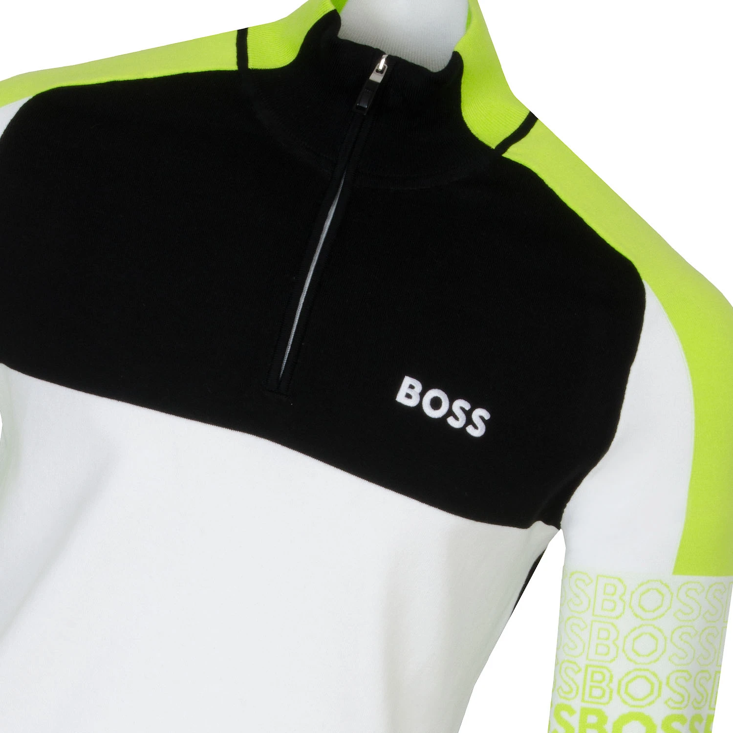 BOSS Zolko Zip Neck Sweater - White 100 3 BOSS Zolko Zip Neck Sweater - White 100 - Image 3