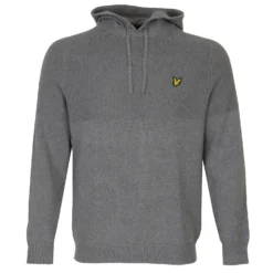 Lyle & Scott Seed Stitch Knitted Golf Hoodie - Mid Grey Marl