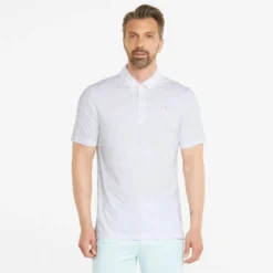 PUMA X Arnold Palmer Cloudspun Contender Polo Shirt - Bright White/Lavender Pop -Sports - Golf Shop puma 5355072001 3