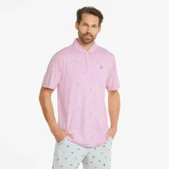 PUMA X Arnold Palmer Cloudspun Contender Polo Shirt - Pale Pink/Lavender Pop -Sports - Golf Shop puma 5355072002 3