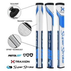 Super Stroke Traxion Pistol GT 1.0 Putter Grip - White/Light Blue/ Dark Blue