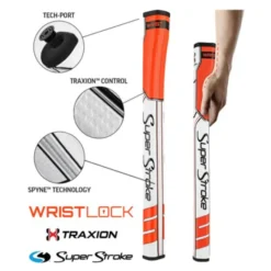 Superstroke Traxion Wrist Lock Putter Grip - Orange/White