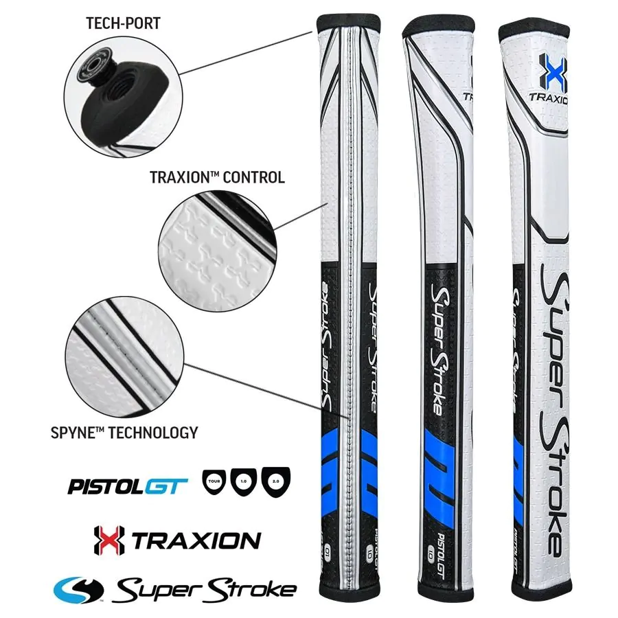Super Stroke Traxion Pistol GT 1.0 Putter Grip - Black/Blue/White 1 Super Stroke Traxion Pistol GT 1.0 Putter Grip - Black/Blue/White