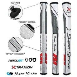 Super Stroke Traxion Pistol GT 1.0 Putter Grip - White/Red/Grey