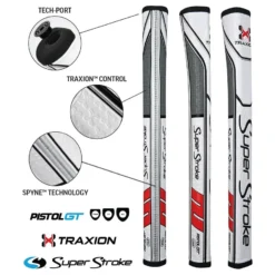 Super Stroke Traxion Pistol GT Tour Putter Grip - White/Red/Grey