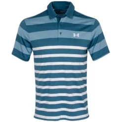 Under Armour Playoff 3.0 Rugby Stripe Golf Polo Shirt - Static Blue/Still Water